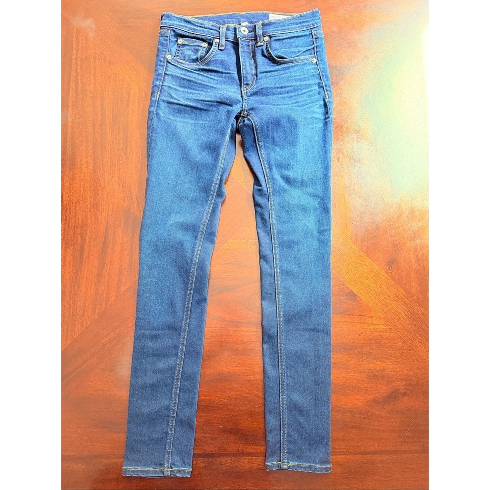 Rag & Bone Ankle Skinny Jeans 25 Bloo Moon Dark Blue Stretch Denim Mid Rise